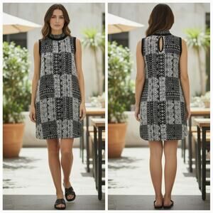 NWT BCBGeneration Patchwork Pattern Contrast Binding Mini Tent Dress Women S